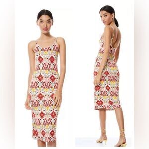 Alice + Olivia Delora Sleeveless Multicolor Printed Midi Dress size 4 NWT $285